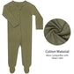 Guisby Footed Long Sleeve Baby Pajamas With Zipper Cotton Infant Sleepers Army Green+Coffee 3-6 Months