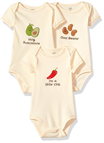Touched By Nature Unisex Baby Organic Cotton Bodysuits, Guacamole, 12-18 Months