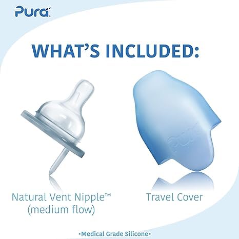 Pura Kiki 7Oz/200Ml Stainless Steel Insulated Anti-Colic Infant Bottle W/Silicone Medium-Flow Nipple & Sleeve, 100% Plastic-Free