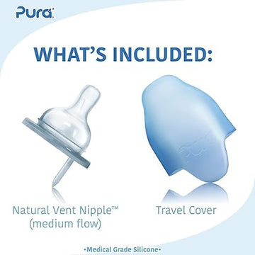 Pura Kiki 7Oz/200Ml Stainless Steel Insulated Anti-Colic Infant Bottle W/Silicone Medium-Flow Nipple & Sleeve, 100% Plastic-Free