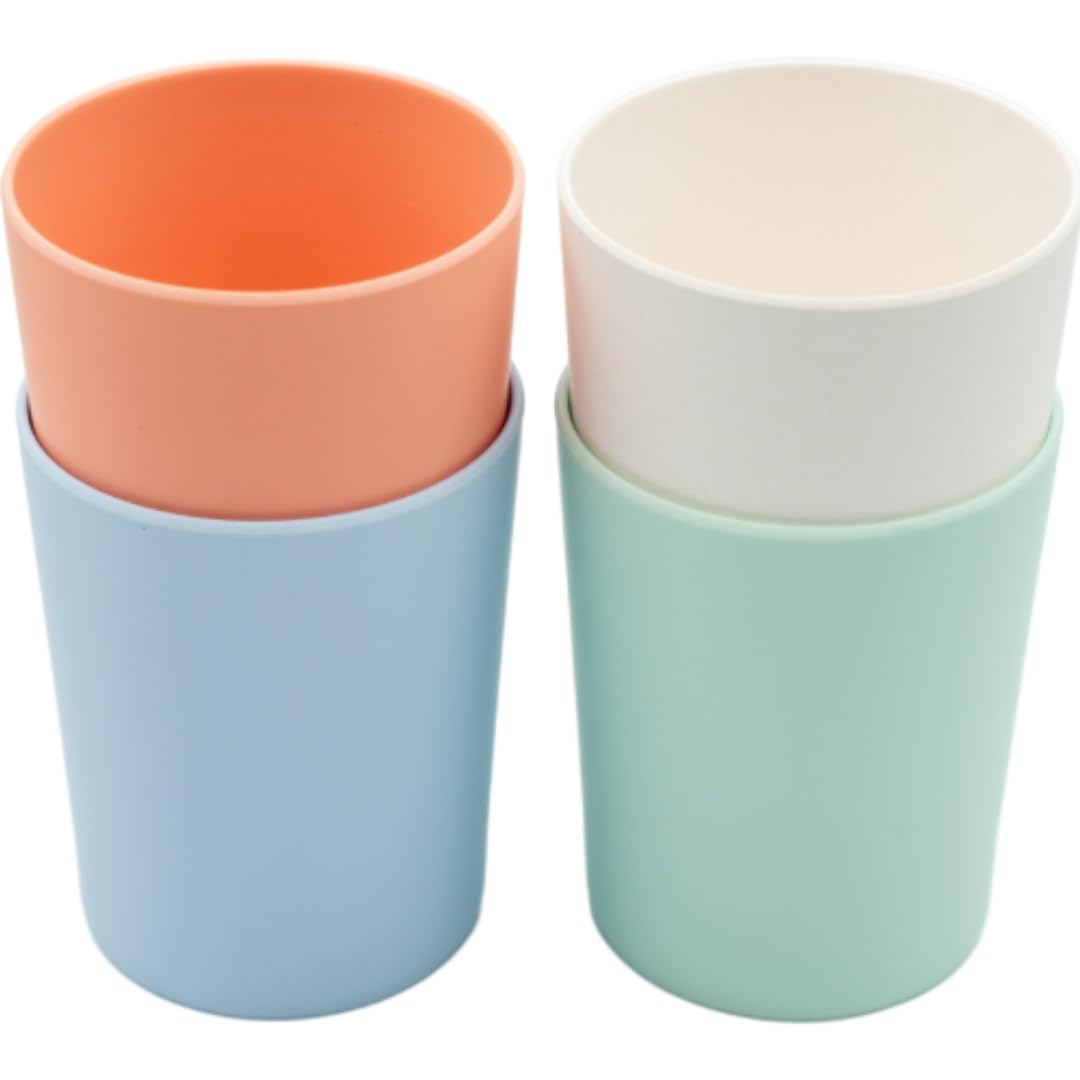 WeeSprout Bamboo Toddler Cups, 10 oz Set of Four, Babies, Big Kids & Toddlers, Made With All Natural Bamboo, Dishwasher Safe (Pa