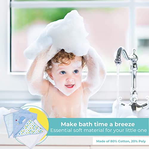 Spasilk Hooded Towel Set For Newborn Boys And Girls, Soft Terry Baby Towels, Baby Bath Essentials, Ideal, Blue Whale, Pack Of 3