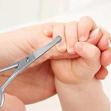 Baby Nail Scissors Round Probe Small Hair Scissors, Child Care Safety Blunt Stainless-Steel Beauty Facial Hair & Eyelashes Eyebr