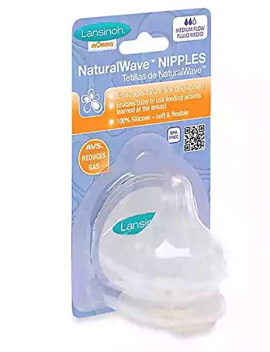 Lansinoh Natural Wave Nipples, 6 Count, Medium Flow