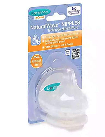 Lansinoh Natural Wave Nipples, 6 Count, Medium Flow