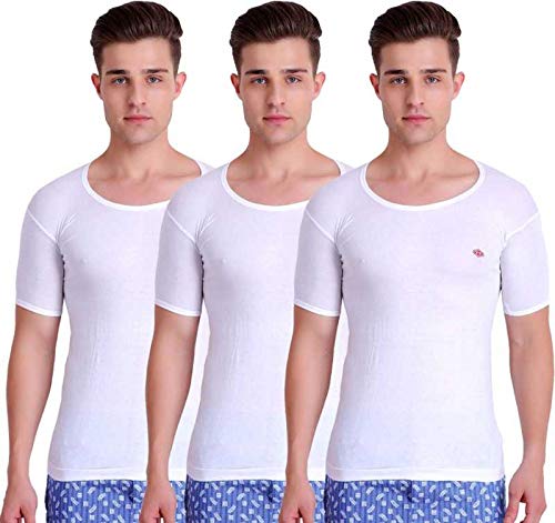 T.T. Mens Titanic Halfsleev Vest Pack Of 3 White