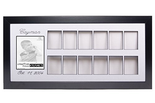 Personalized Baby 'S First 12 Month Timeline Collage 12 By 22-Inch Black Picture Frame W/Stand And Hanger