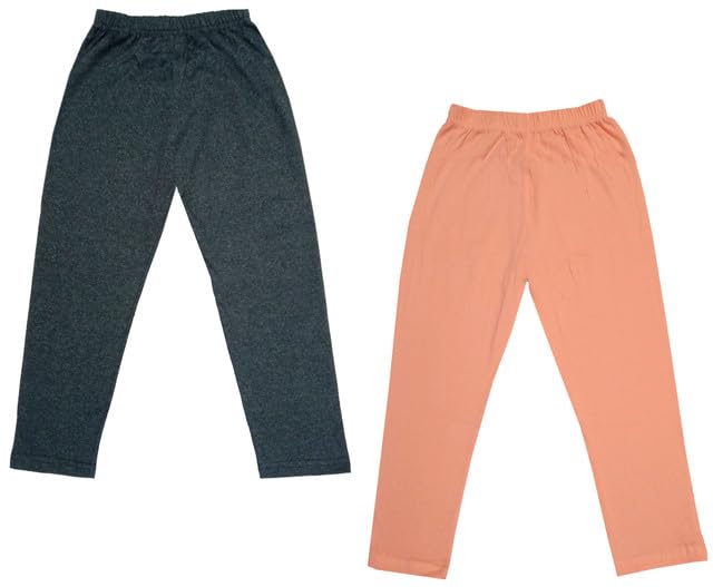 Girls Soft Cotton Solid Capri 3/4th Pants Summer (Pack of 2) Peach::Grey