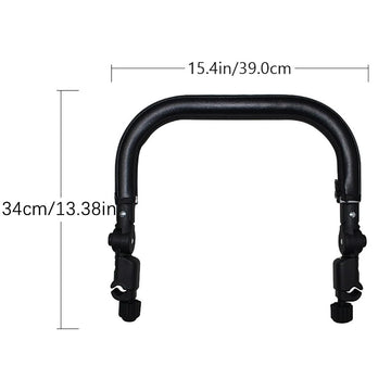 Toddmomy Baby Stroller Armrest Black Pu Leather Bumper, Universal Handle, Detachable Stroller Rod, Replacement Stroller Bumper