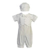 Boy'S Poly Cotton Christening Baptism Romper With Pique Vest - Size L (012-18 Month)