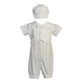 Boy'S Cotton Christening Baptism Romper With Pique Vest - Size M (6-12 Month), White