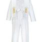Baby Boys White Baptism Christening Paisley Lapel Tuxedo With Gold Maria Estola Scarf Size L (12-18 Months)