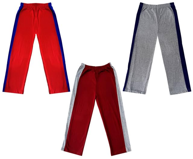Girls Solid Cotton Side Patta Regular Pyjamas Lower (Pack of 3) Grey::Maroon::Red