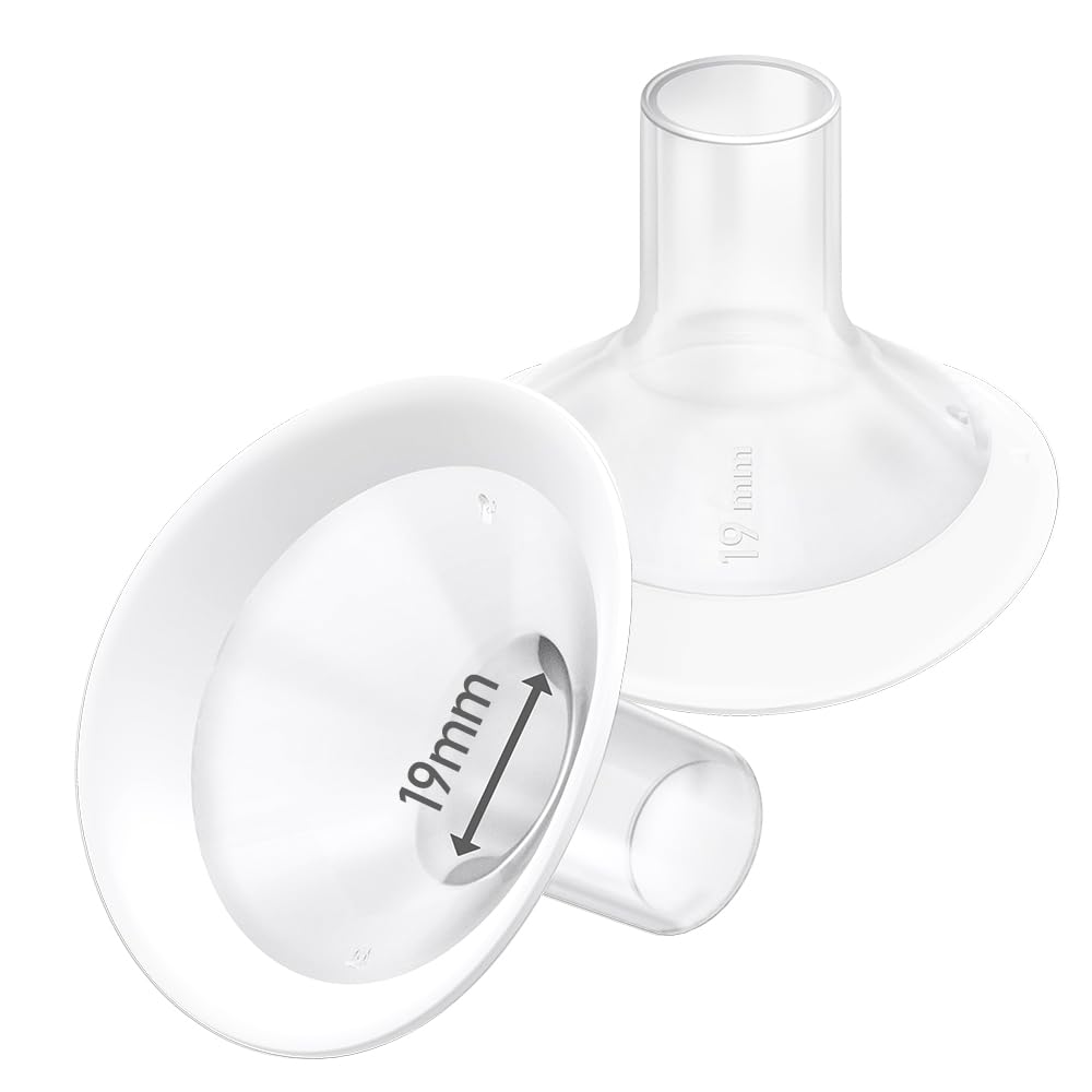 2pcs 19mm Soft Rim Flanges with 106 Degree Wider Opening Angle for Medela Breast Pump, PersonalFit, Freestyle, Maxflow, Freestyl