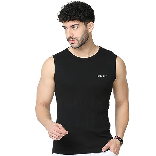 Boldfit Vest for Men Regular Fit Sleeveless Tshirt Breathable Sando Gym Lightweight T Shirts Comfortable Wear Vests L Black
