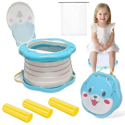 SunnySmile Travel Potty for Toddler,Portable Toilet for Kids,Potty Training Toilet Seat ,Applicable to Travel,Camping, Outdoor, 