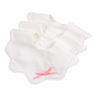 Bamery Baby Bandana Bibs White Cotton Drool Bibs For Drooling And Teething Absorbent For Boy Girl (White+Bow)