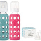 Lifefactory 9Oz Glass Baby Bottle 2Pk Bundle With 2 Stage 3 Nipples (Kale/Raspberry)