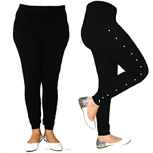 Rapidsflow Leggings For Womens And Girls/Black Full Streach Yoga Pant With Pearl For Women And Girls Gym
