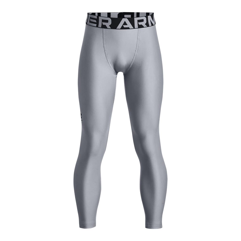 Under Armour boys HeatGear Armour Leggings , Steel (035)/Black , Youth XLarge