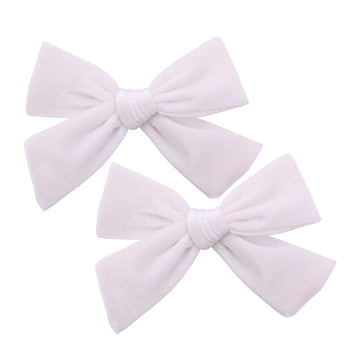 Vintage Velvet Bow Hair Clips for Baby Girl Kids Women Fall Velvet Christmas Hair Bows Barrettes Accessories (2 pcs White)