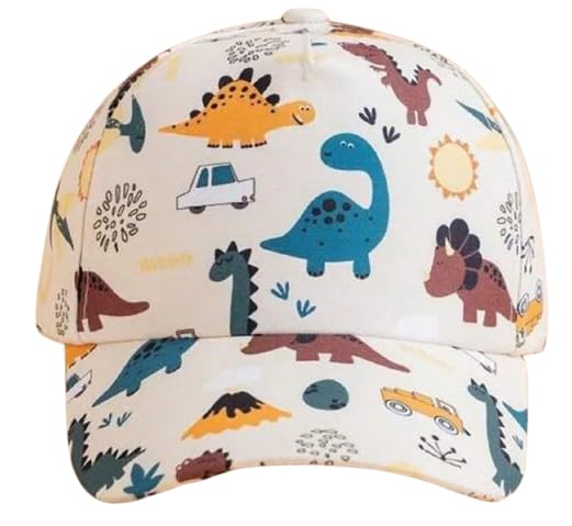 Off White Toddler Baseball Hat Baby Cap Sun Hat With Printed Dinosaur Motif For Kids, Toddler, Girls And Boys (35 Years)