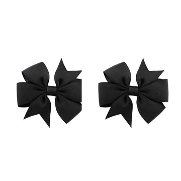 3 Inches Boutique Grosgrain Ribbon Pinwheel Hair Bows for Baby Girls, Toddler Bows Hair Clip Birthday Gifts In Pair (black)