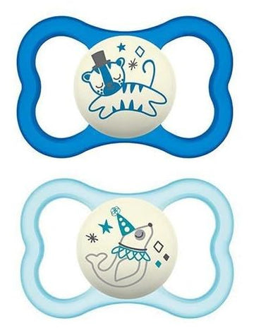 Mam Air Night & Day Baby Pacifier, For Sensitive Skin, Glows In The Dark, 2 Pack, 6-16 Months, Boys
