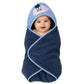 Babyholic Hooded Baby Bath Towel with Cute Animal Face, Soft Absorbent Wrapping Towel for Newborn Baby Boys & Girls, Navy Blue