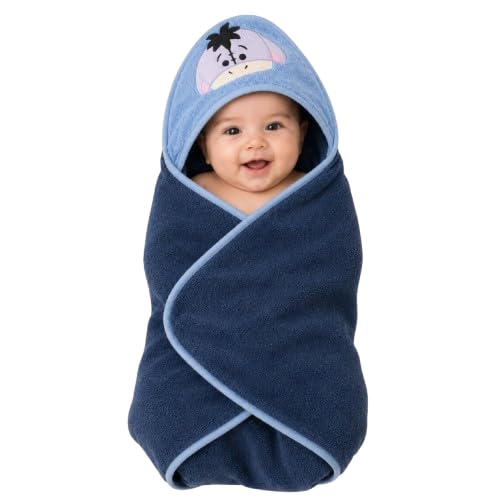 Babyholic Hooded Baby Bath Towel with Cute Animal Face, Soft Absorbent Wrapping Towel for Newborn Baby Boys & Girls, Navy Blue