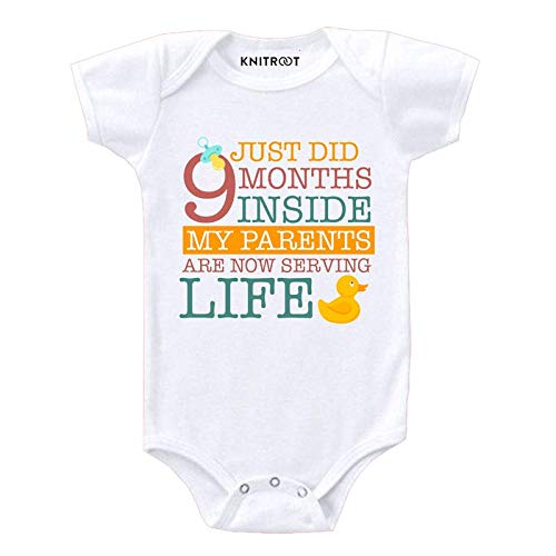 Knitroot Baby BoyS Bodysuit For 912 Months White Color Half Sleeve Just Did 9 Months White Color Half Sleeve Infant Toddler In
