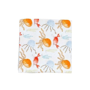 Softsens Under The Sea Organic Muslin Swaddle  White, Red & Sky Blue