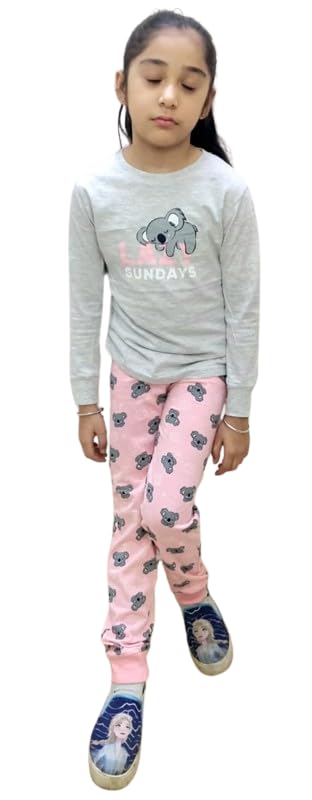 Kids Nightwear, Comfortable Sleepwear (EGray and Pink(Lazy Sunday), 67 Years(122/128))