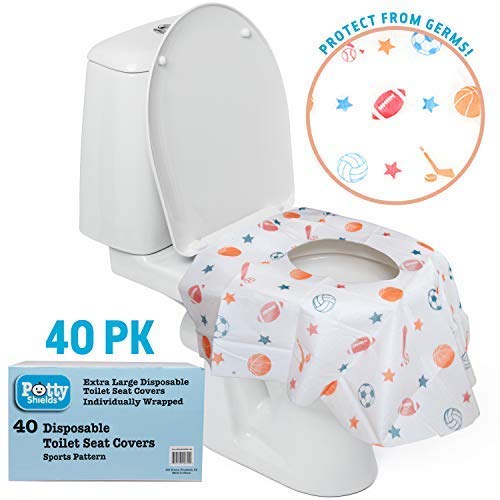 Disposable Toilet Seat Covers For Kids & Adults (40 Pack) Germ Protect From Public Toilets - Waterproof, Individually-Wrapped, P