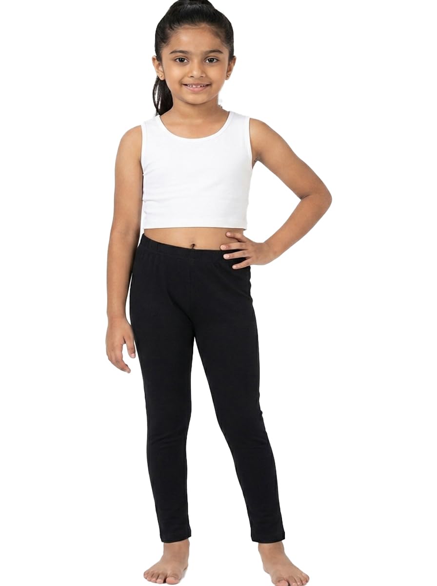 Dressably Girls Cotton Stretch Leggings | Soft Ankle Length Leggings with Elastic Waist | Comfortable Everyday Wear for School, 