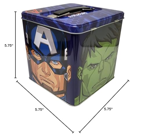 The Tin Box Marvel Avengers Stack Store and Carry Tin. Stackable Tin Box with Handle, Blue
