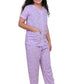 Tweeny Mini Pure Rayon Night Dress for Kids Girls | Floral Print Nightsuit Half Sleeve Shirt with Pyjama (Lavender, 1314 Years)