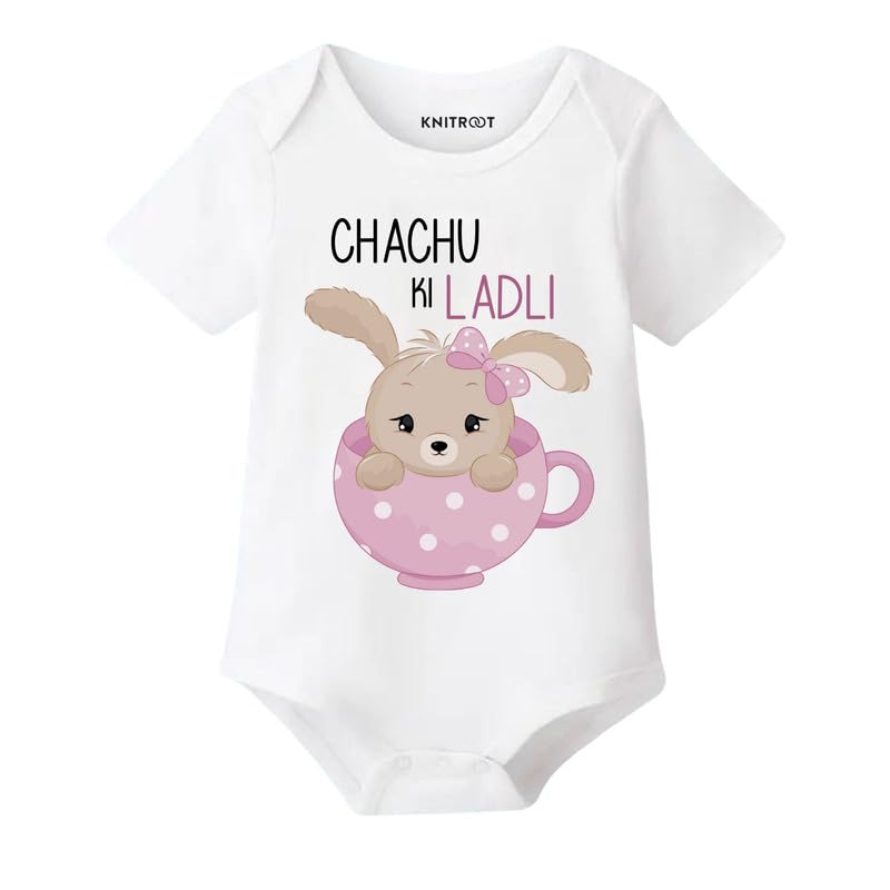 Knitroot Chachu Family Special Onesies, Unisex Baby Kids Cotton Lycra Envelope Neck Half Sleeve White Romper, Bodysuit, Sleepsui