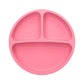 Topinon Silicone Baby Feeding Plate with Suction Base, Round, 3 Sections,100% Food Grade Silicone Baby Plates, BPA Free,Pink