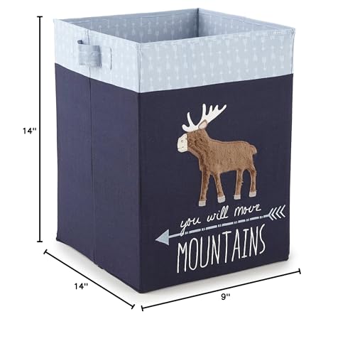 Levtex Baby - Trail Mix Nursery Hamper - Rectangular Fabric Hamper - Moose - Blue, Navy And Brown - Nursery Accessories - Size: