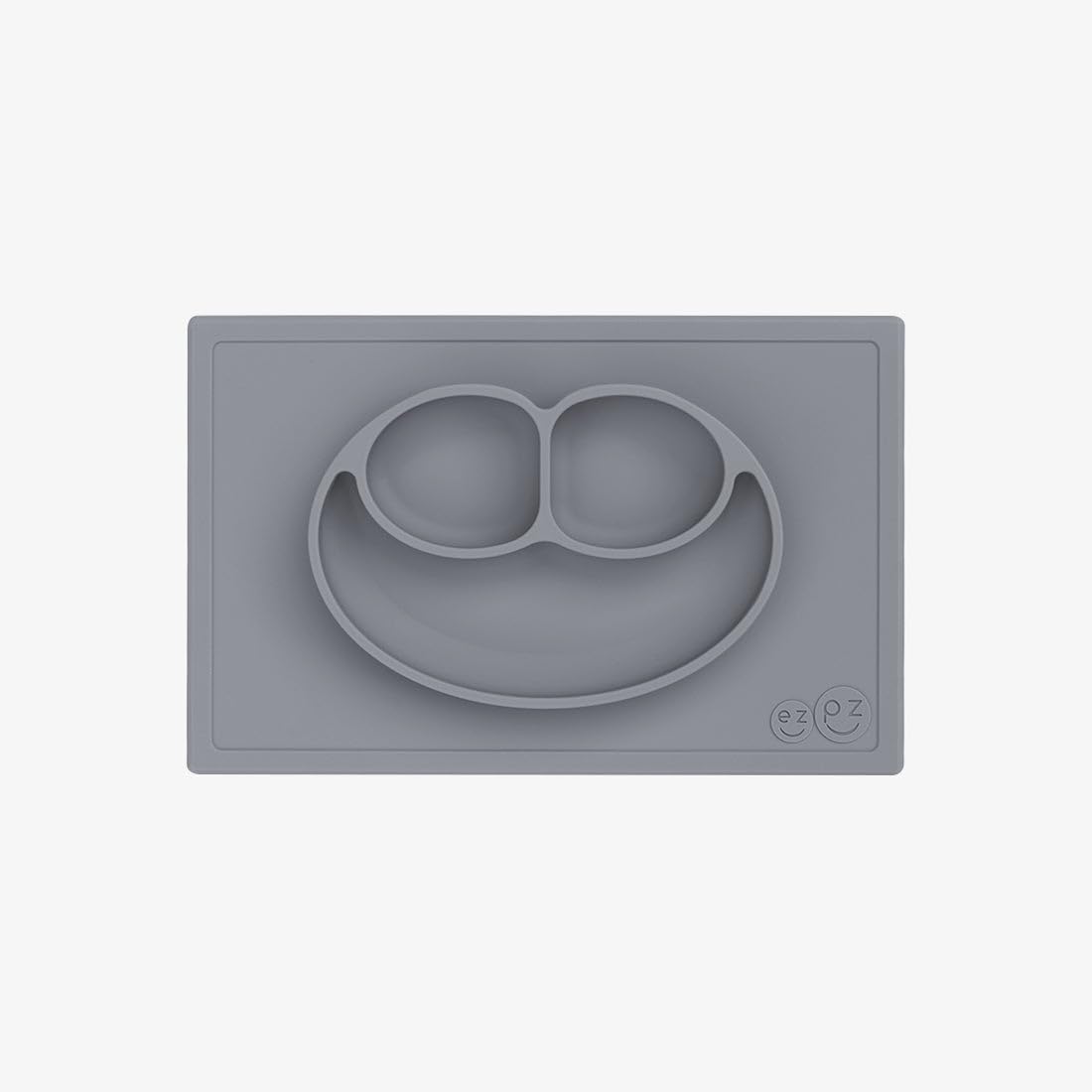 ezpz Happy Mat  100% Food Grade Silicone Suction Plate with Builtin Placemat for Toddlers Smile Design Plates Promotes Baby Le