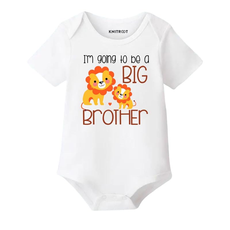 Knitroot Sibling Love Theme, Onesies, Unisex Kids Baby Cotton White Romper, Half Sleeve Sleepsuit, Bodysuit, Going To Be Big Bro