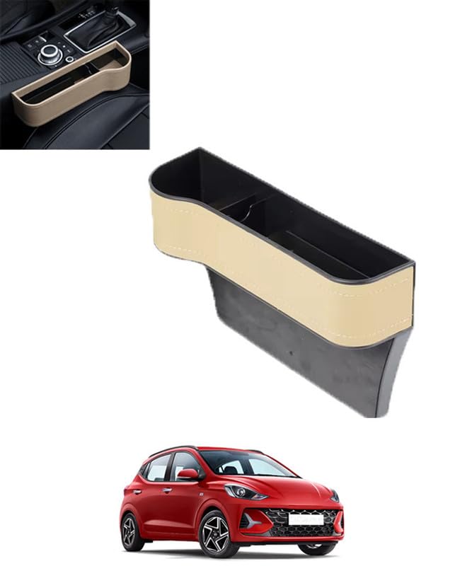 RKPSP Multifunctional Beige Leather Storage Box Organizer Car Seat Gap Filler Cup Holder For Car101