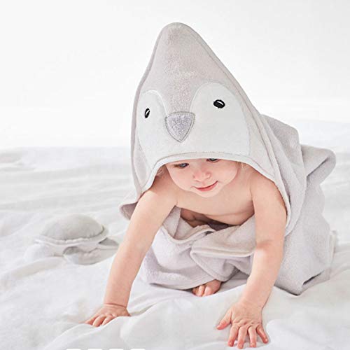Happy & Sweet Baby Gift Set - Bamboo Viscose Hooded Penguin Bath Towel, Mitt Washcloth, And Squirt Bath Toy For Boys And Girls -