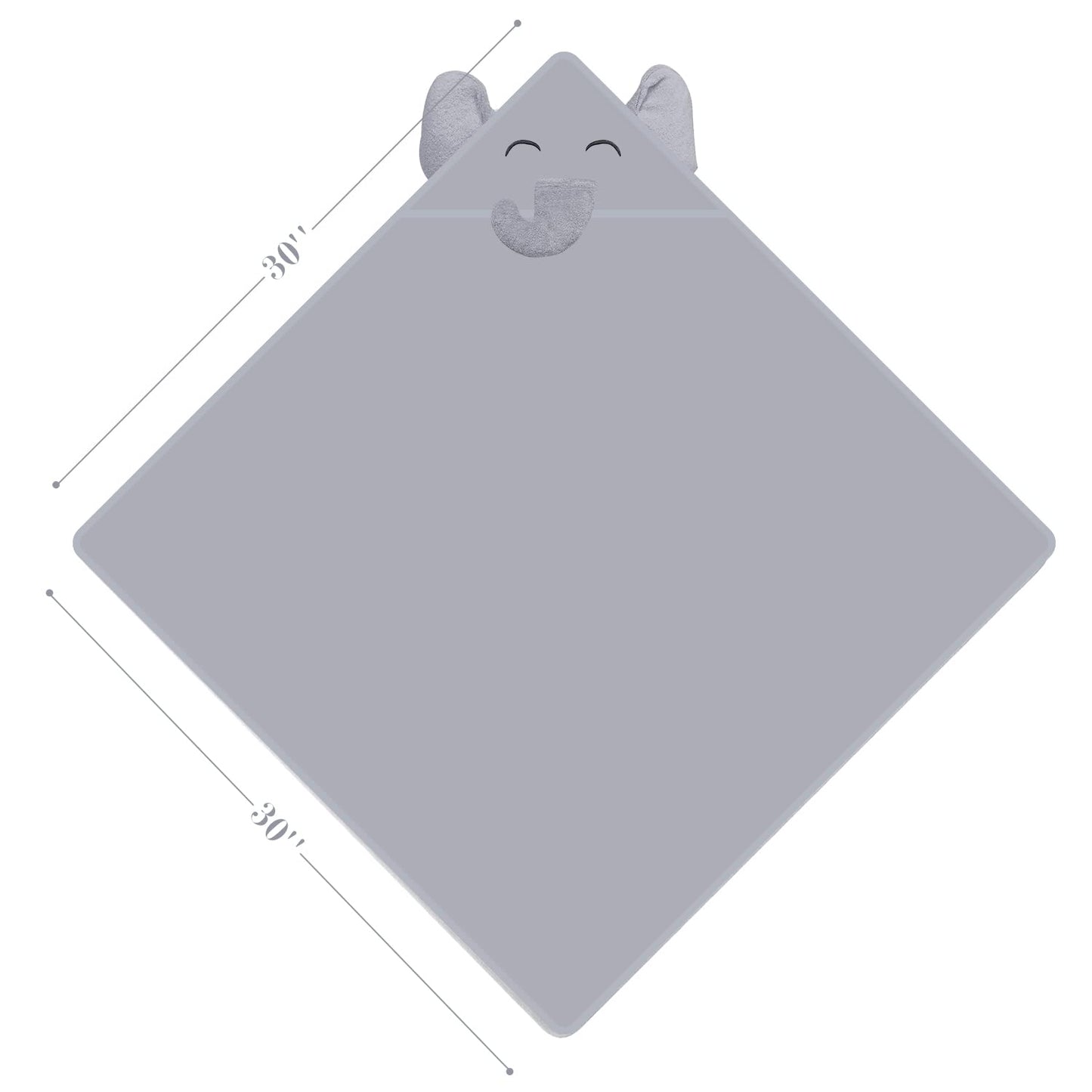 Yoyoo Premium Baby Bath Towel - Viscose Derived From Bamboo, Baby Hooded Towels - Newborn Essential Cute Grey Little Elephant -P