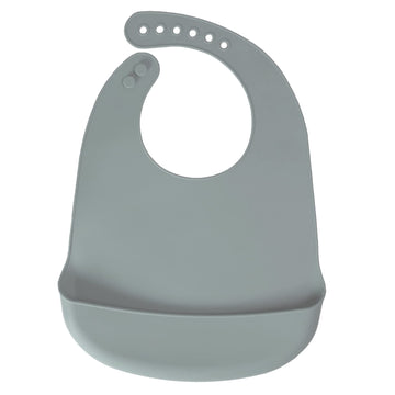 Baby Pick Silicone Bibs For Babies- Bpa-Free Waterproof Bib With Pocket- Dishwasher Safe Feeding Bib With Food Catcher (Grey Blu