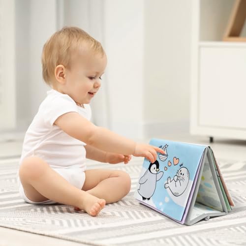 Dr.Rapeti Soft Tummy Time Book Baby Safe Mirror with Teether Crinkle Pages Tummy Time Mirror High Contrast Montessori Sensory To