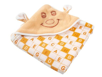 NAMAN Cartton Embroidered Newborn Hooded Blanket Cum Wrapper for Baby boy and Baby GirlOrange_Smile