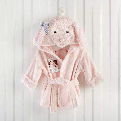 Toddler Girl Bathrobe Pajamas Robe Pink Dog Hooded Baby Bath Robe For Girls Towels Nightgown Terry 4 5 6 Year (Pink, L)