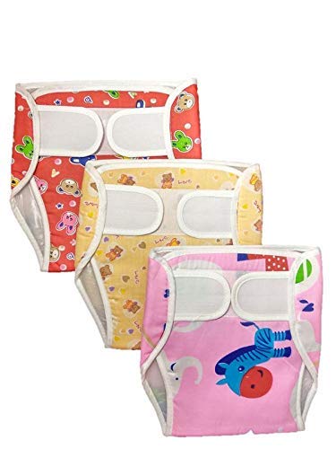 Baby Shopiieee Reusable Padded Strap Diaper Pant / Reusable Pocket Diaper/ Baby Cloth Diaper / Outside Printed Cotton Inside Pla
